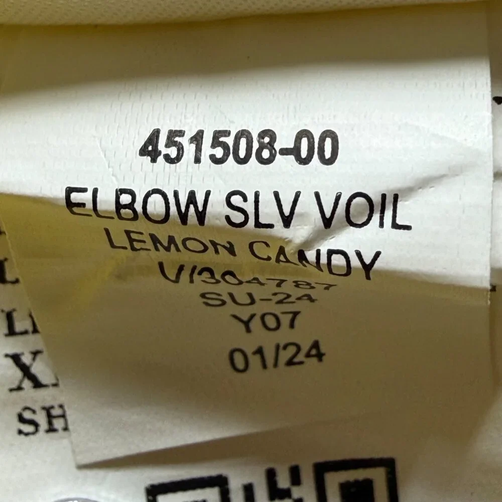 Banana Republic Size XL Yellow Lemon Candy Voile Elbow Sleeve V-Neck Midi Dress - Picture 5 of 16